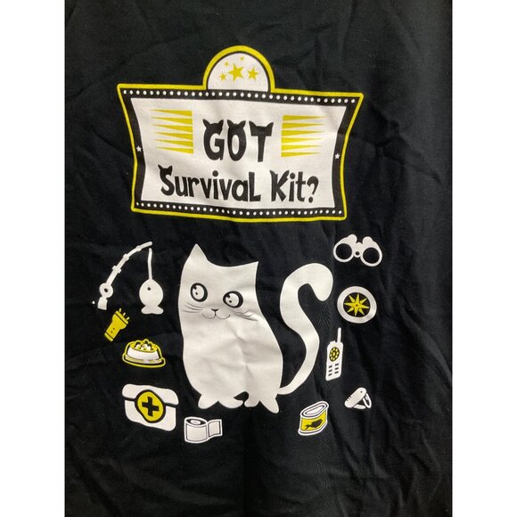 Women's‎ Kitty Cat Survival Kit Cat Graphic T-Shirt Short Sleeve Medium - Picture 3 of 5